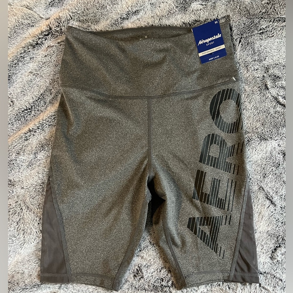 NWT Aeropostale Sport Gray Bike Shorts Performance Short Size Medium